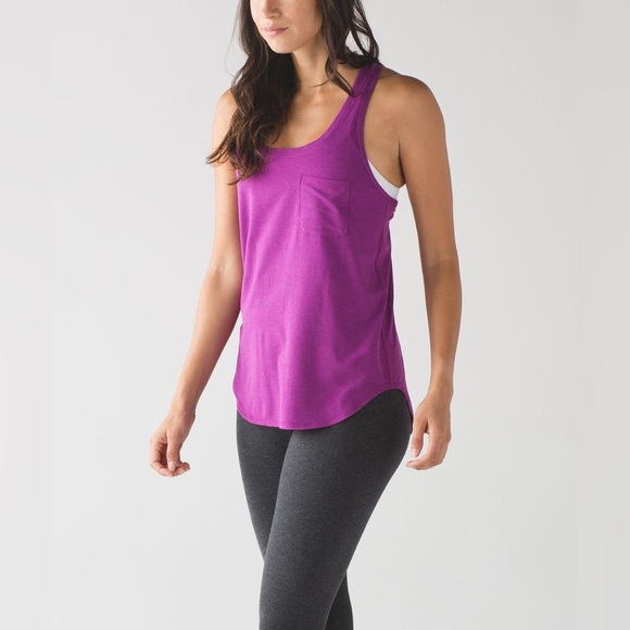 Lululemon Yogi Racer Back III Tank Top size 8 in Heathered regal plum - Picture 1 of 7